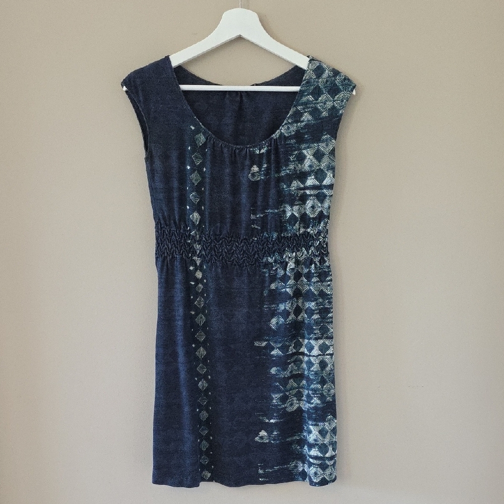 NIC+ZOE Navy Geometric Mini Dress